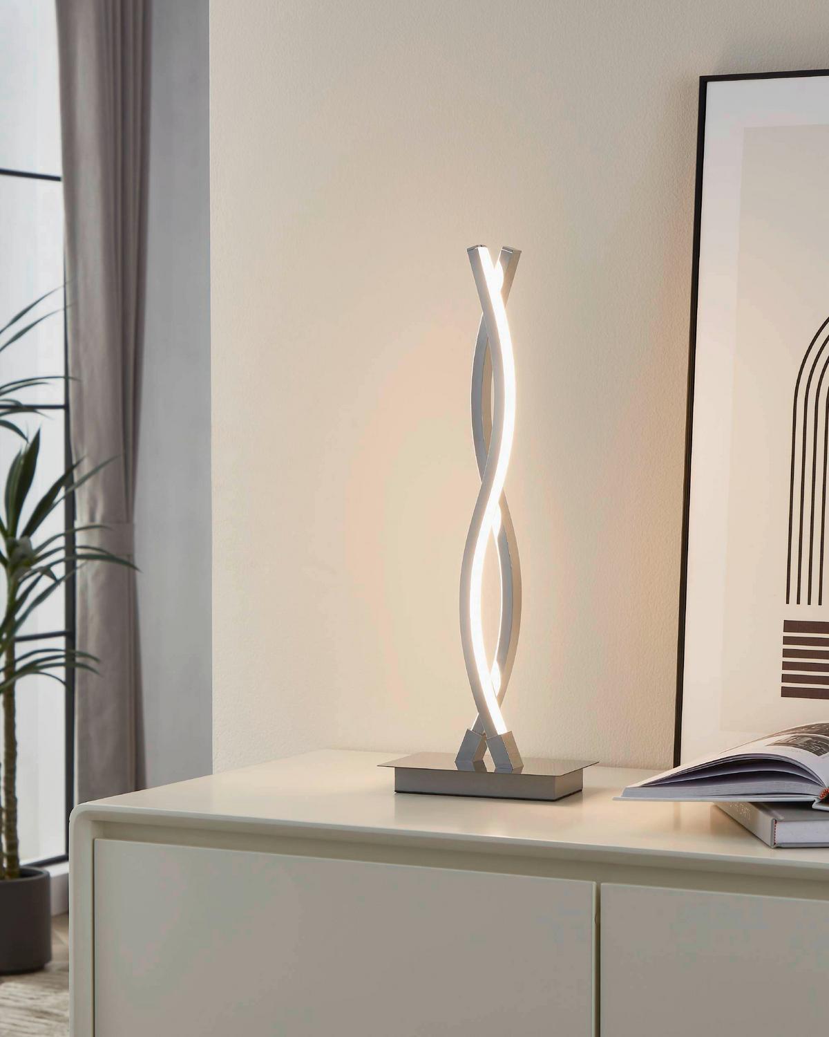 Tischleuchte 96105_lasana 2 - Chromfarben/Weiss, Design, Kunststoff/Metall (16/10/46cm) - Eglo