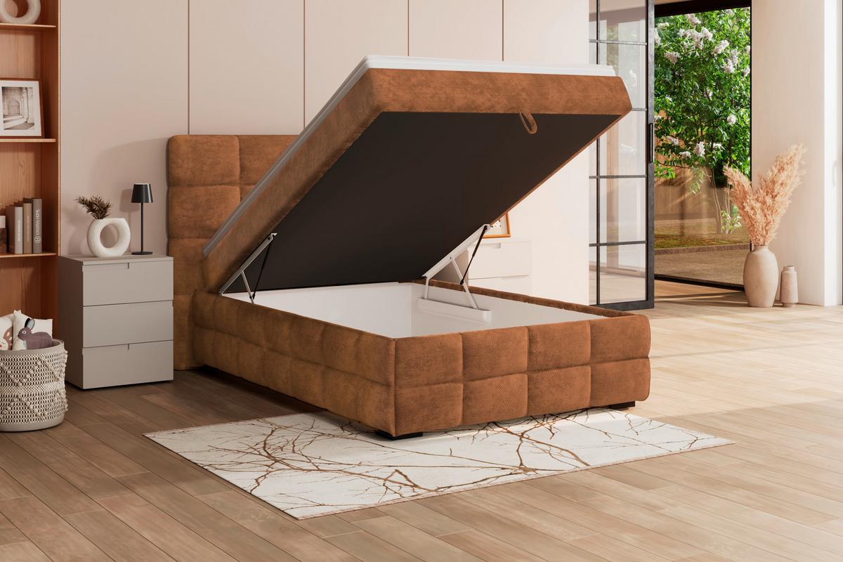 Box Krevet Vega - boje hrđe/bijela, Trend, tekstil/drvo (120/200cm) - Modern Living