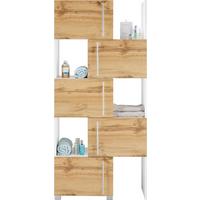 Regalelement Weiß/Eichefarben - Chromfarben/Eichefarben, MODERN, Holzwerkstoff/Metall (47-78/164/35cm) - Mömax