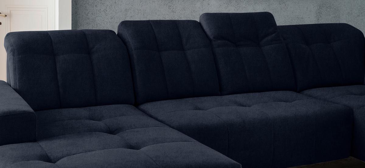 WOHNLANDSCHAFT SANO - Schwarz/Dunkelblau, MODERN, Textil/Metall (180/337/200cm) - Livetastic