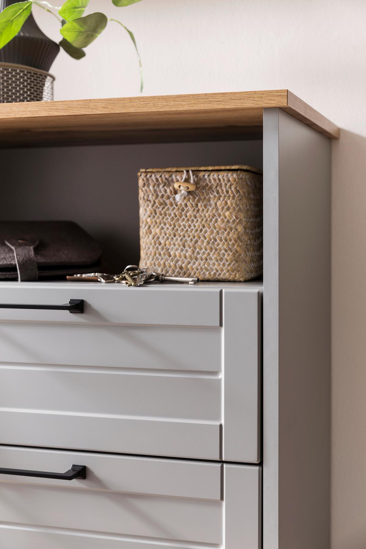 Highboard Jelda ca. 62,4x102x34,1cm Platinfarben - Platinfarben/Schwarz, Holzwerkstoff/Kunststoff (62,4/102/34,1cm) - MID.YOU