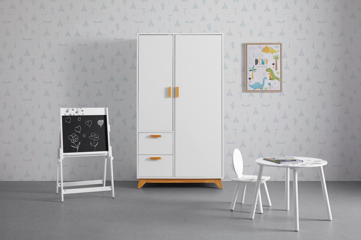 KLEIDERSCHRANK in weiß "Milan" - Weiss/Naturfarben, Modern, Holz (100/180/52cm) - Bessagi Home