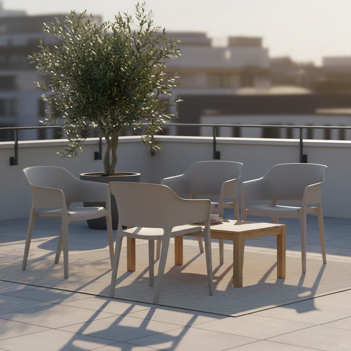 Gartenstuhl-Set Giethoorn 4er- Set ca. 77,5x54,5 cm Hellgrau - Hellgrau, Basics, Kunststoff (77,5/54,5/55cm) - Gardenson