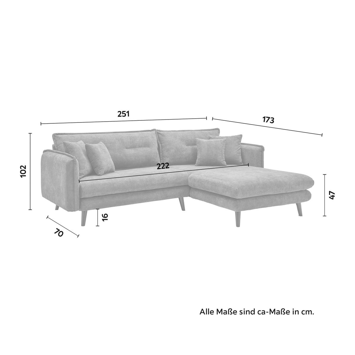 Wohnlandschaft Dajana Dunkelgrau Webstoff - Dunkelgrau/Schwarz, Modern, Holz/Textil (251/102/173cm) - Bessagi Home