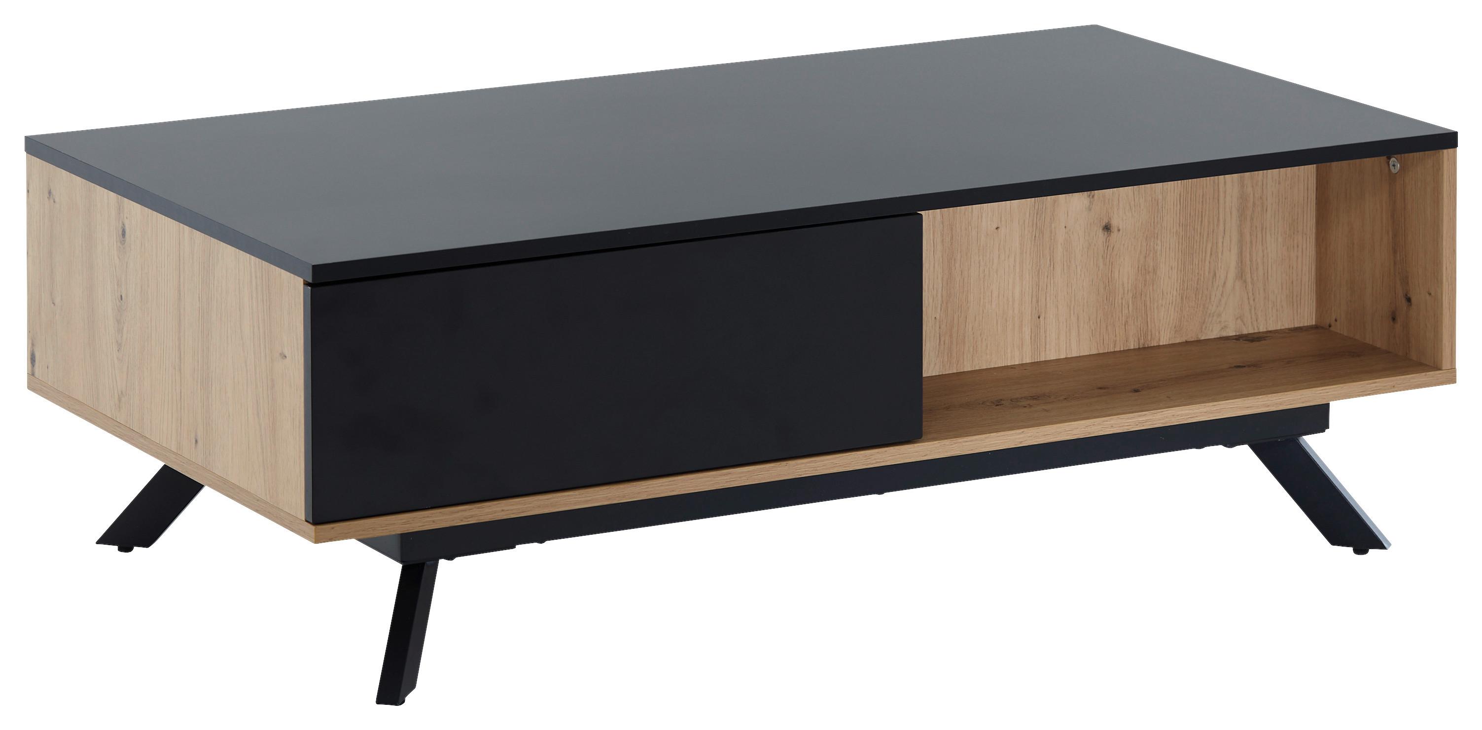 Klubska Miza Wl6.659 - črna/rjava, Design, kovina/leseni material (110/60/38cm) - P & B