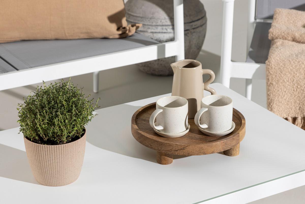 Loungegarnitur Break Weiß/Grau - Weiß/Grau, KONVENTIONELL, Glas/Textil - Gardenson