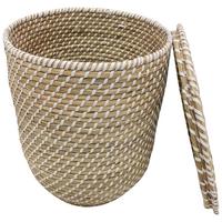Wäschekorb Phil in Natur/Weiß Ø ca. 35cm - Naturfarben/Weiß, KONVENTIONELL, Naturmaterialien/Kunststoff (35/33cm) - Mömax