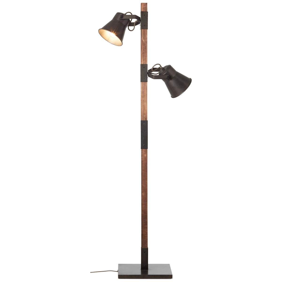 Stehleuchte Plow max. 10 Watt - Schwarz, Design, Holz/Metall (51/153,5cm) - Brilliant