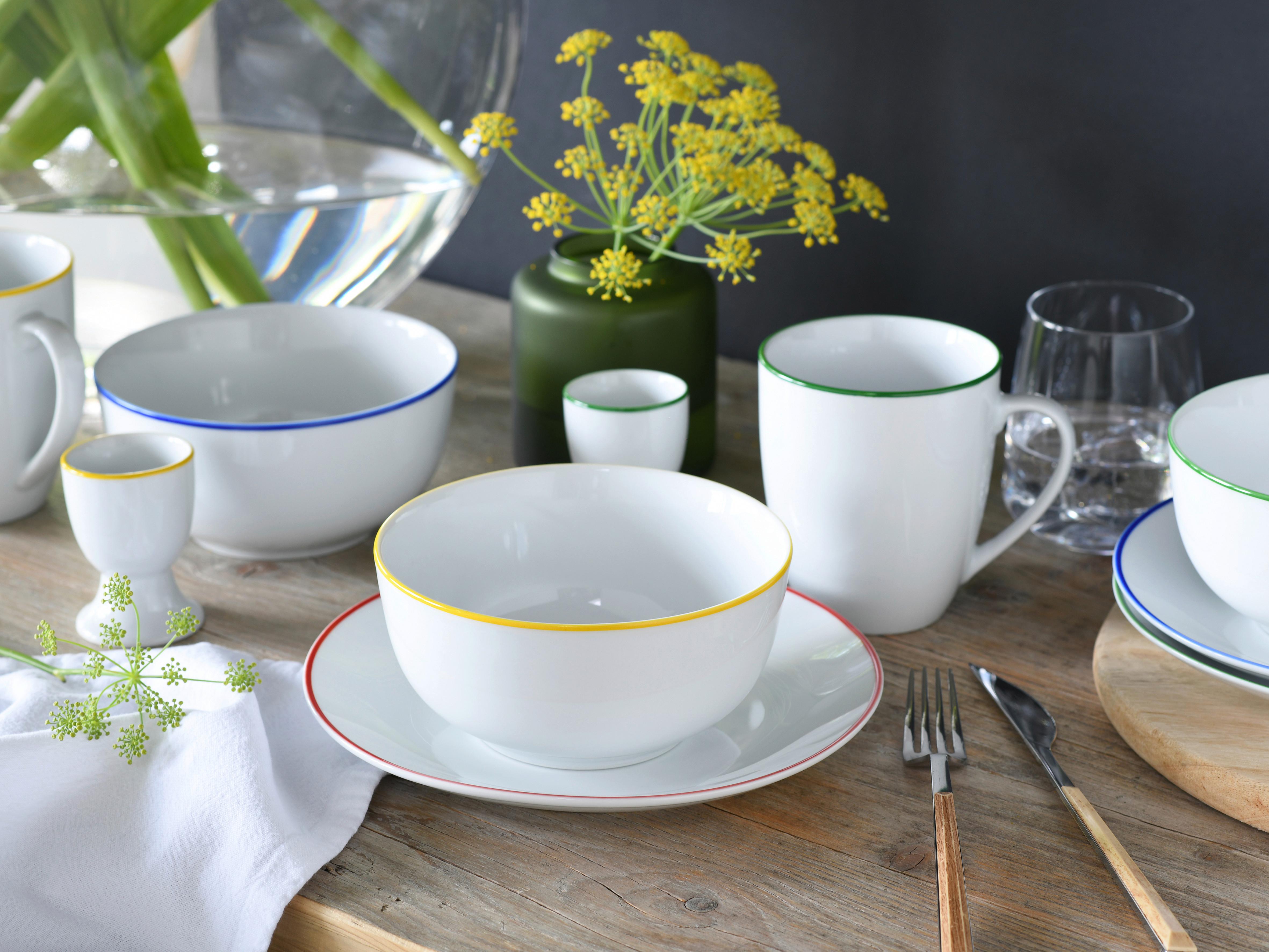 Frühstücksservice Luna Color Weiß/Multicolor, 16-teilig - Weiß Hochglanz/Multicolor, Basics, Keramik - Creatable