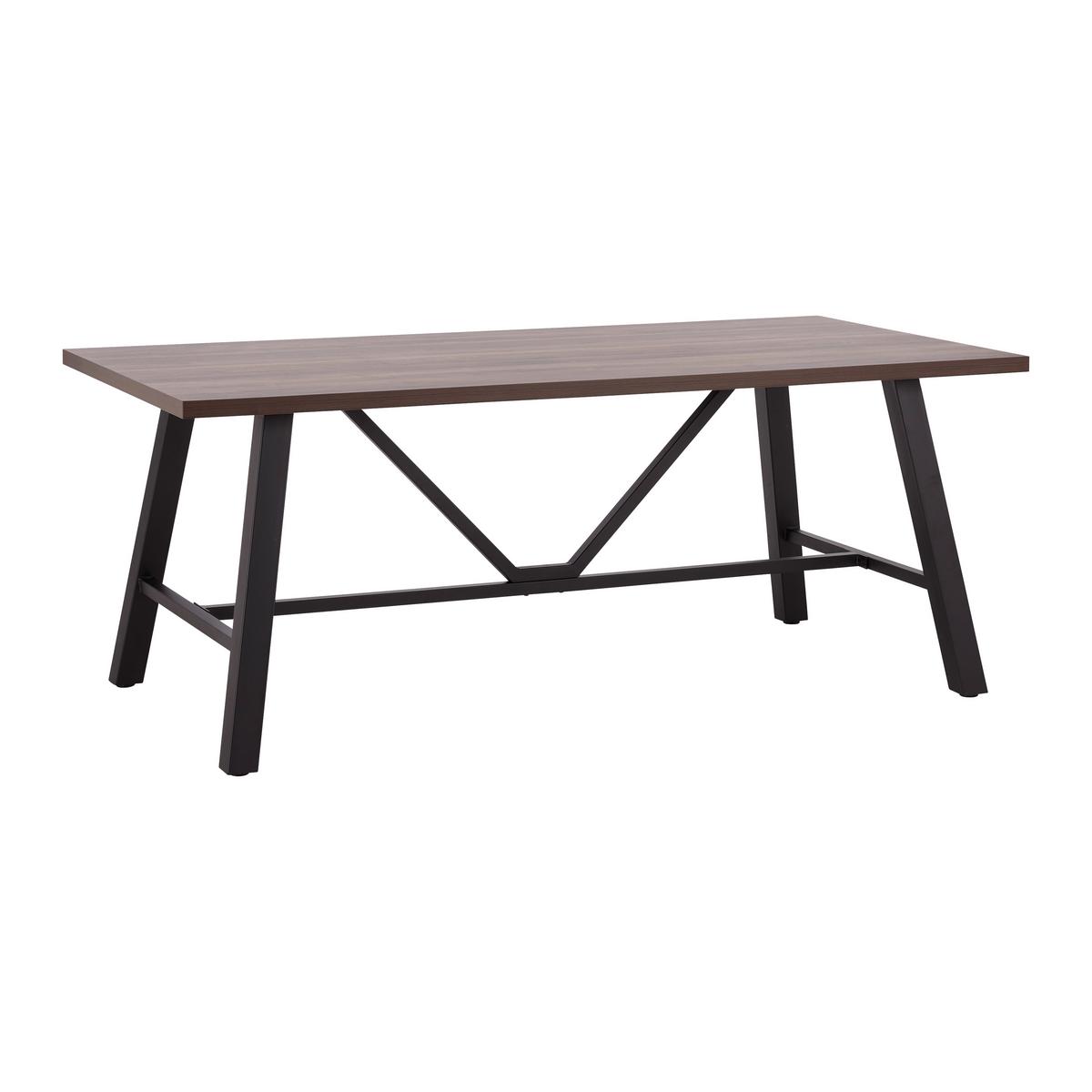 Étkezőasztal Andri - fekete/diószínű, Modern, faalapú anyag/fém (180/90/75cm) - Bessagi Home