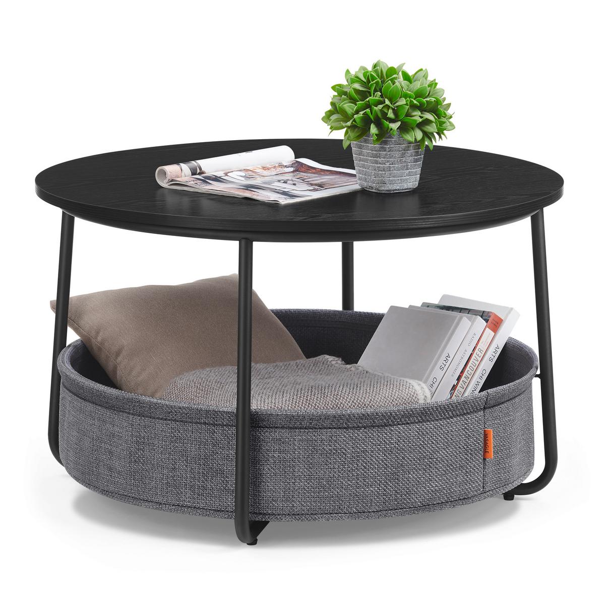 Couchtisch Grau, Schwarz, rund - Schwarz/Grau, Trend, Holzwerkstoff/Textil (75/75/45cm) - MID.YOU