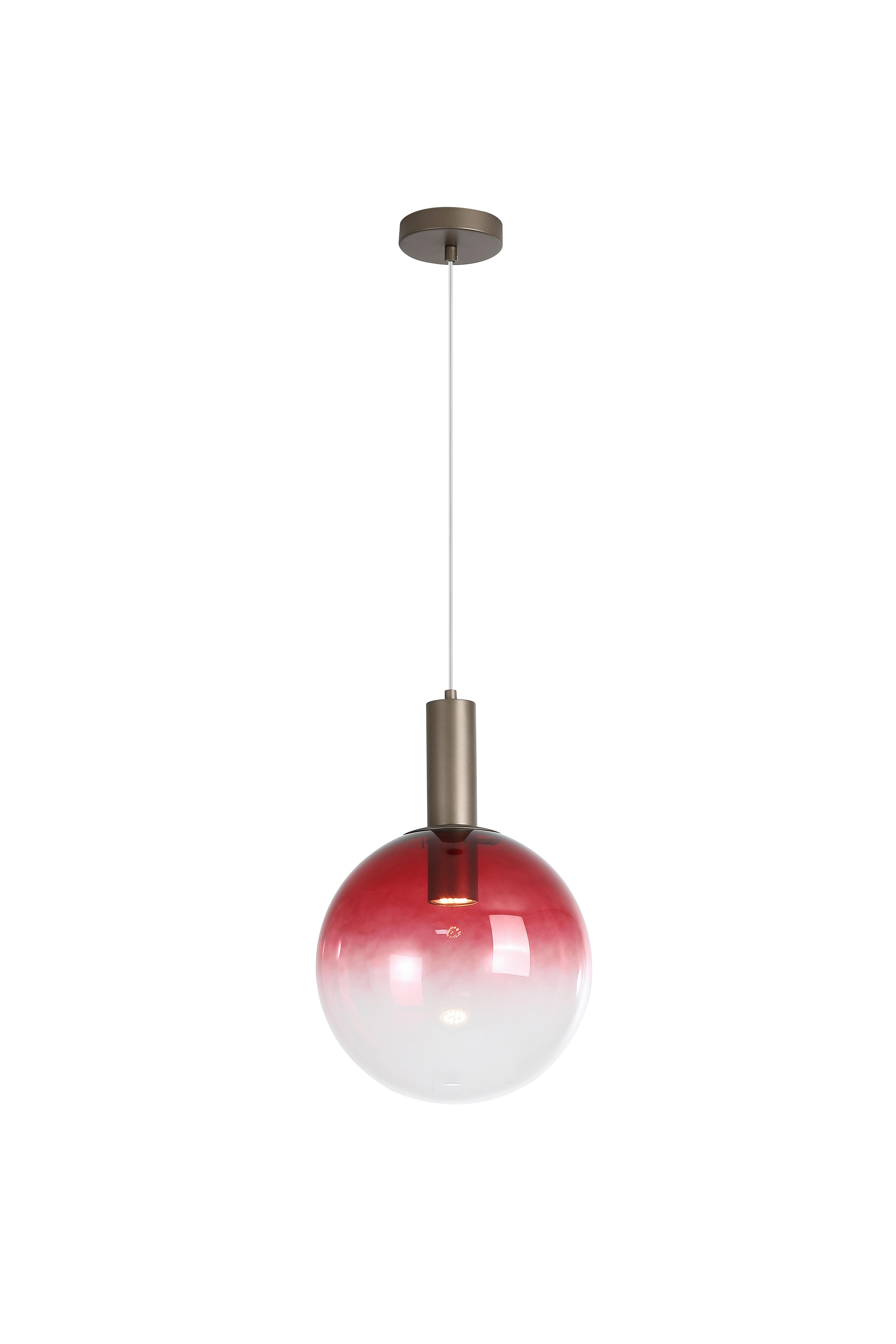 Függőlámpa Ombre 24183-1re - piros/mokka, Design, üveg/fém (30/120cm)