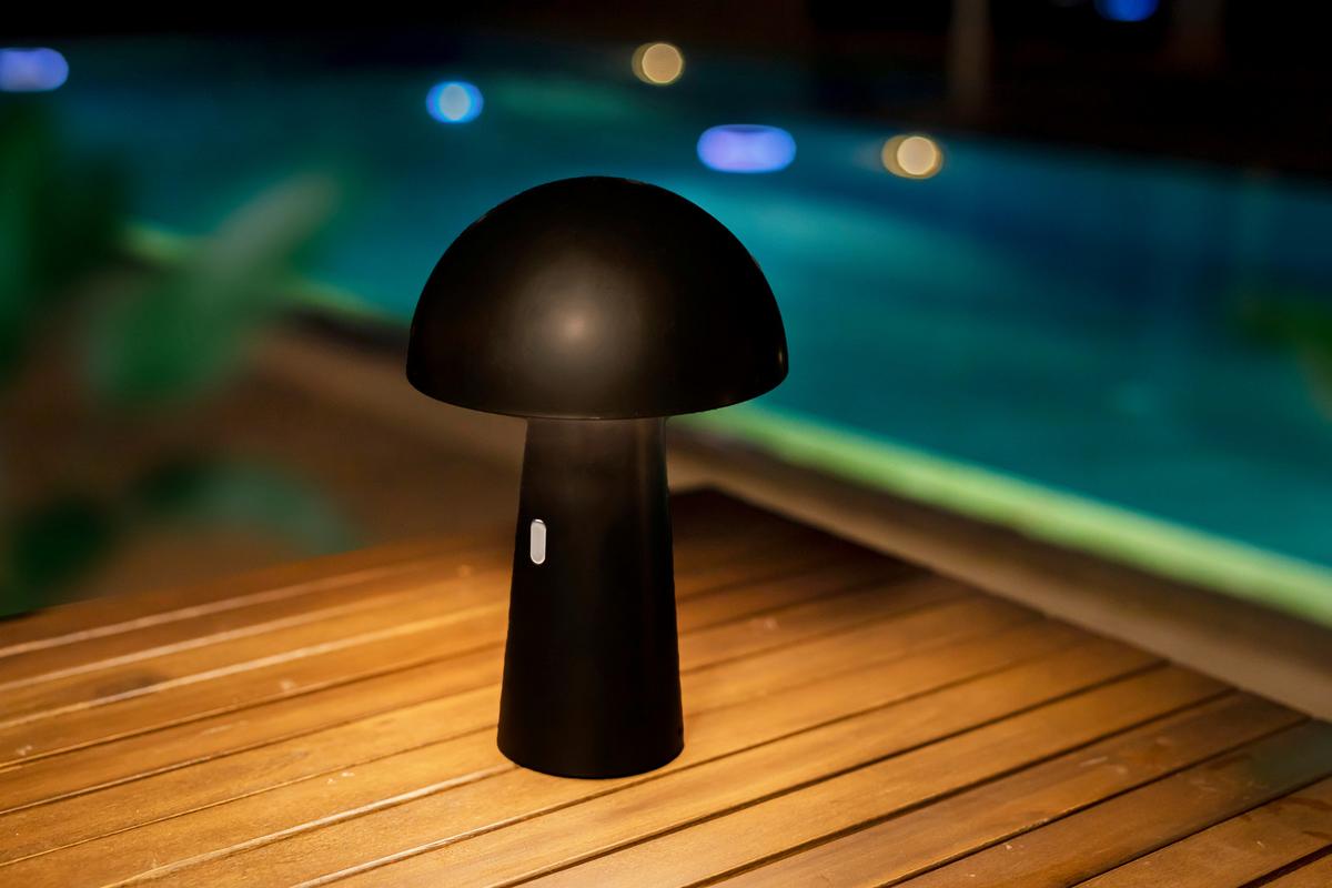 LAMPA STOŁOWA Z AKUMULATOREM LUMSTK025NXWLN SHITAKE - czarny, Design, tworzywo sztuczne (16,5/25,5/16,5cm) - Newgarden