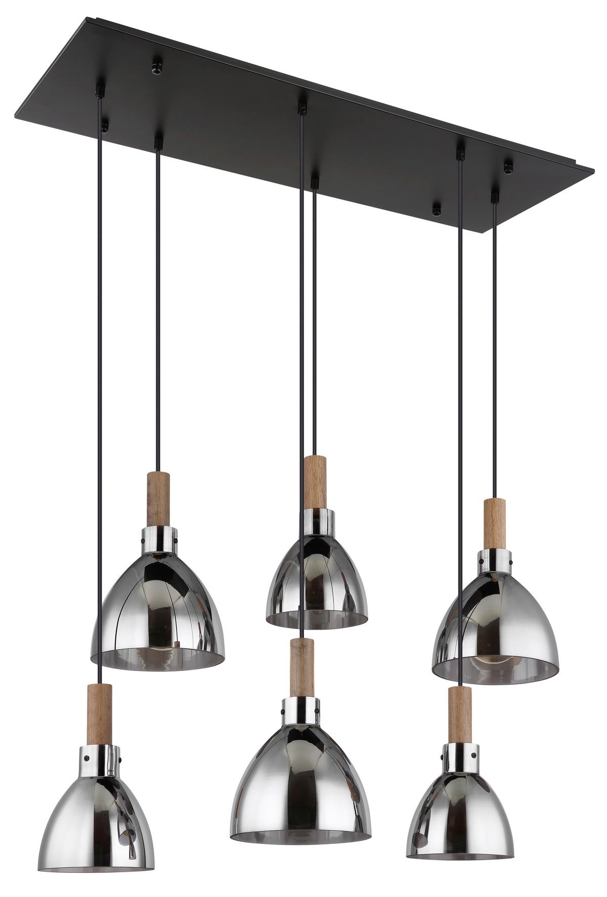 Hängeleuchte Mattea Schwarz max. 6 Watt - Schwarz, Design, Glas/Holzwerkstoff (80/30/120cm) - Globo