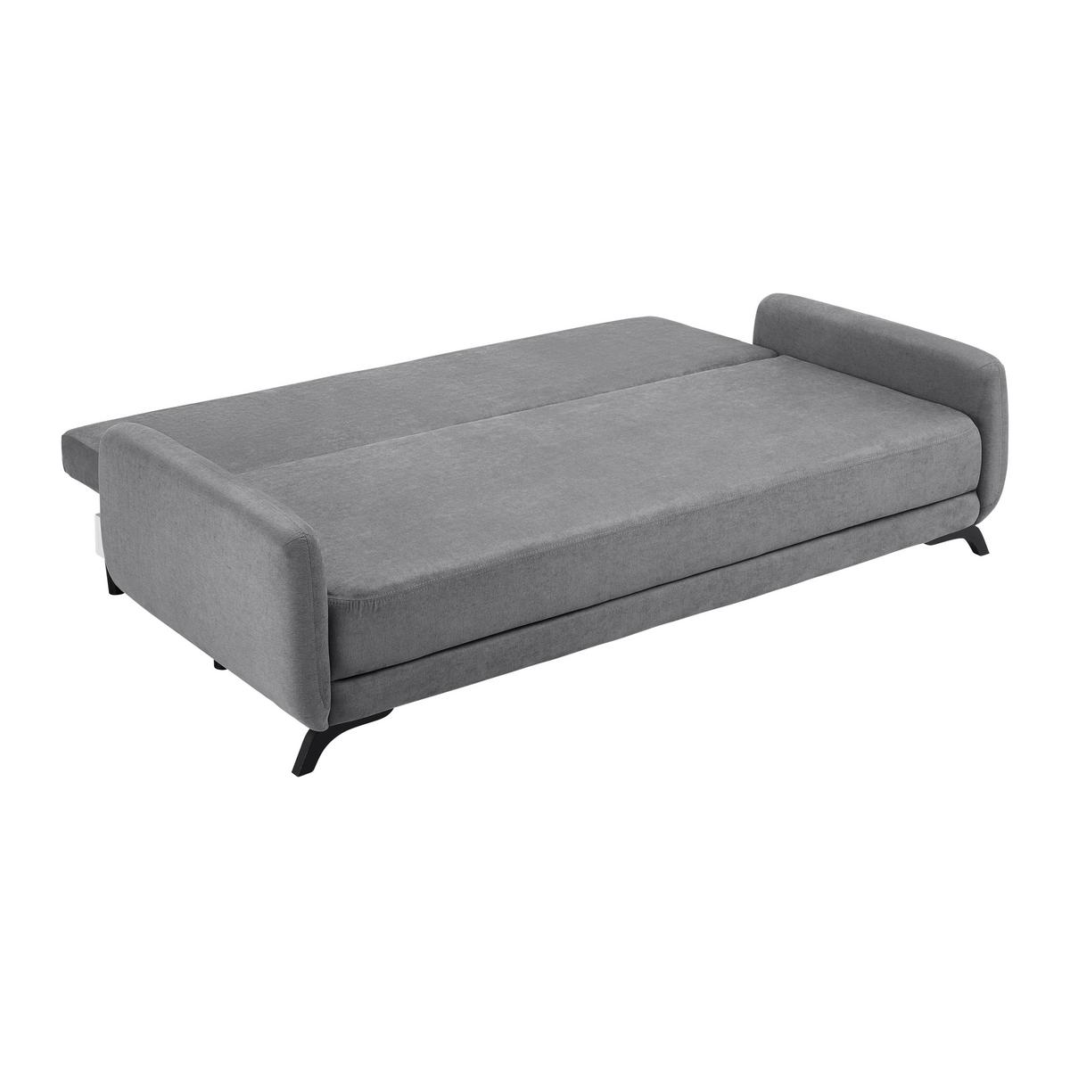 SOFA Z FUNKCJĄ SPANIA OLIVER - czarny/szary, Modern, drewno/tkanina (220/74/93cm) - Bessagi Home