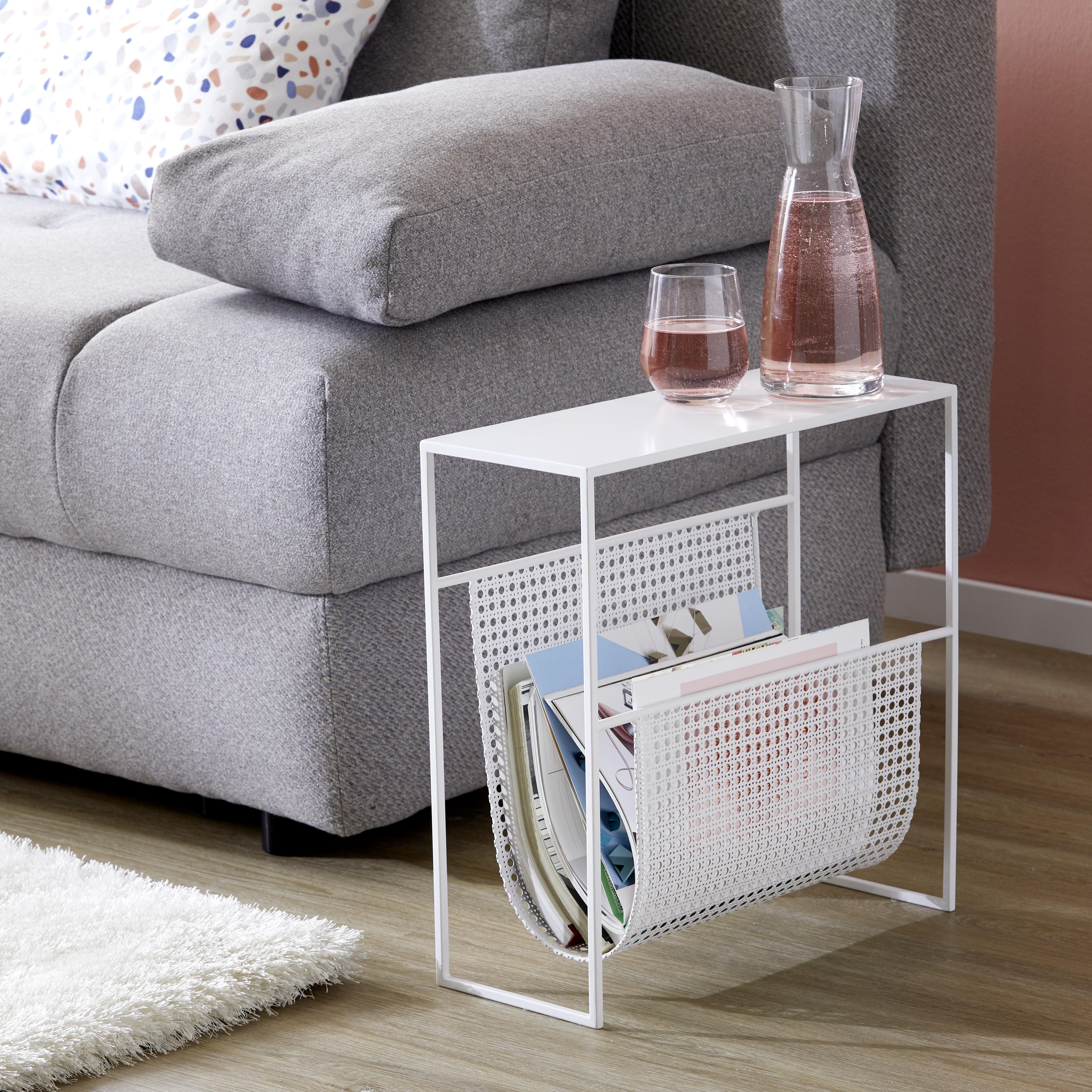 Beistelltisch aus Metall in Weiss - weiss, Modern, Metall (45/45/18cm) - Modern Living