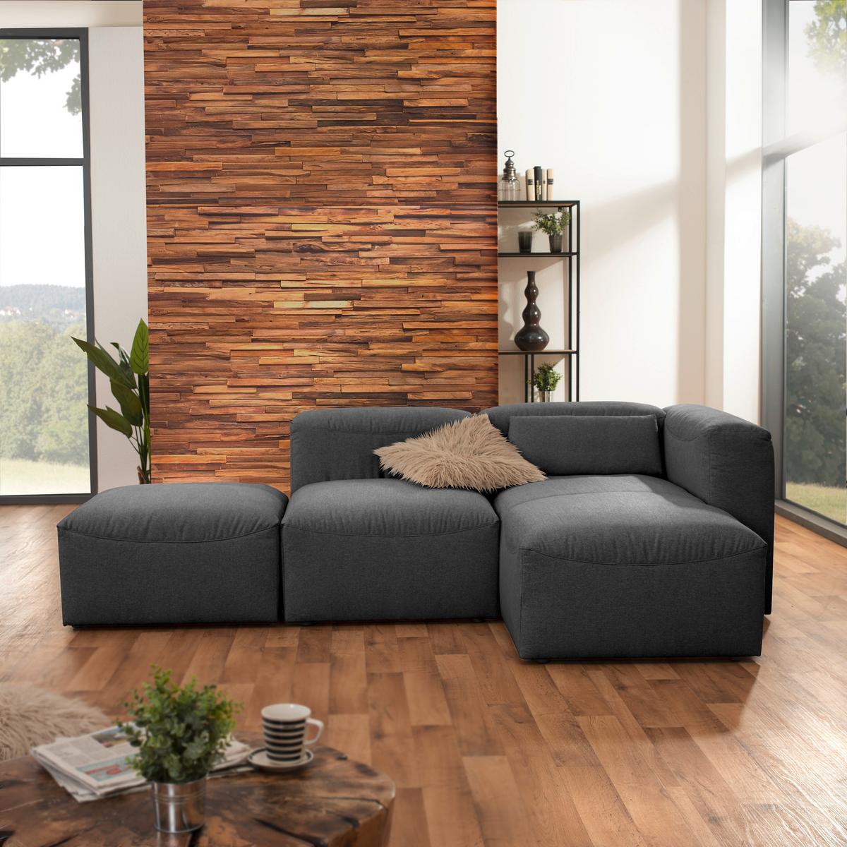 SOFAELEMENT LENA - Anthrazit/Schwarz, Design, Kunststoff/Textil (75/73/100cm) - Max Winzer