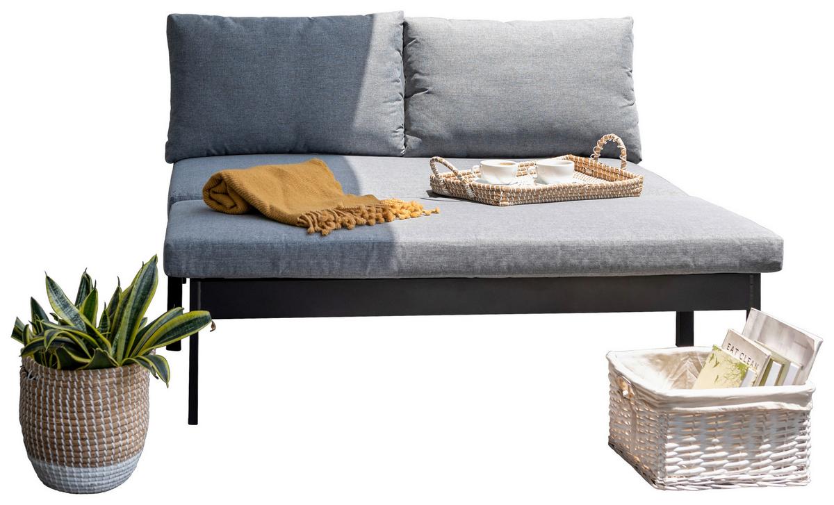 Loungesofa Emil 2 Grau/Schwarz - Hellgrau/Schwarz, MODERN, Holz/Metall (132/70,7/128cm)