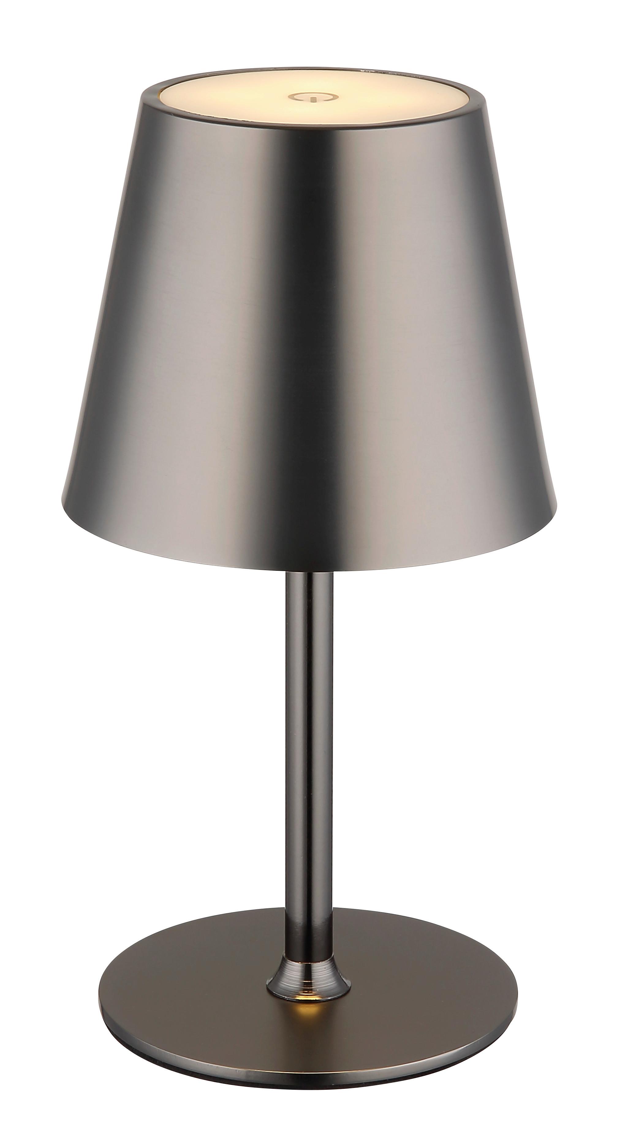 AKKU-TISCHLEUCHTE 58438GM VANNIE - Weiss/Schwarzchrom, Konventionell, Kunststoff/Metall (11,2/47cm) - Globo