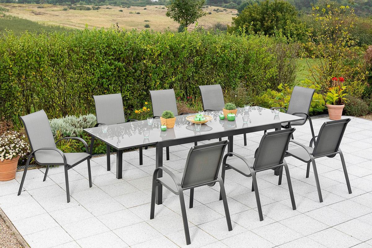 GARTENSET AMALFI - Silberfarben/Graphitfarben, MODERN, Textil/Metall - Gardenson