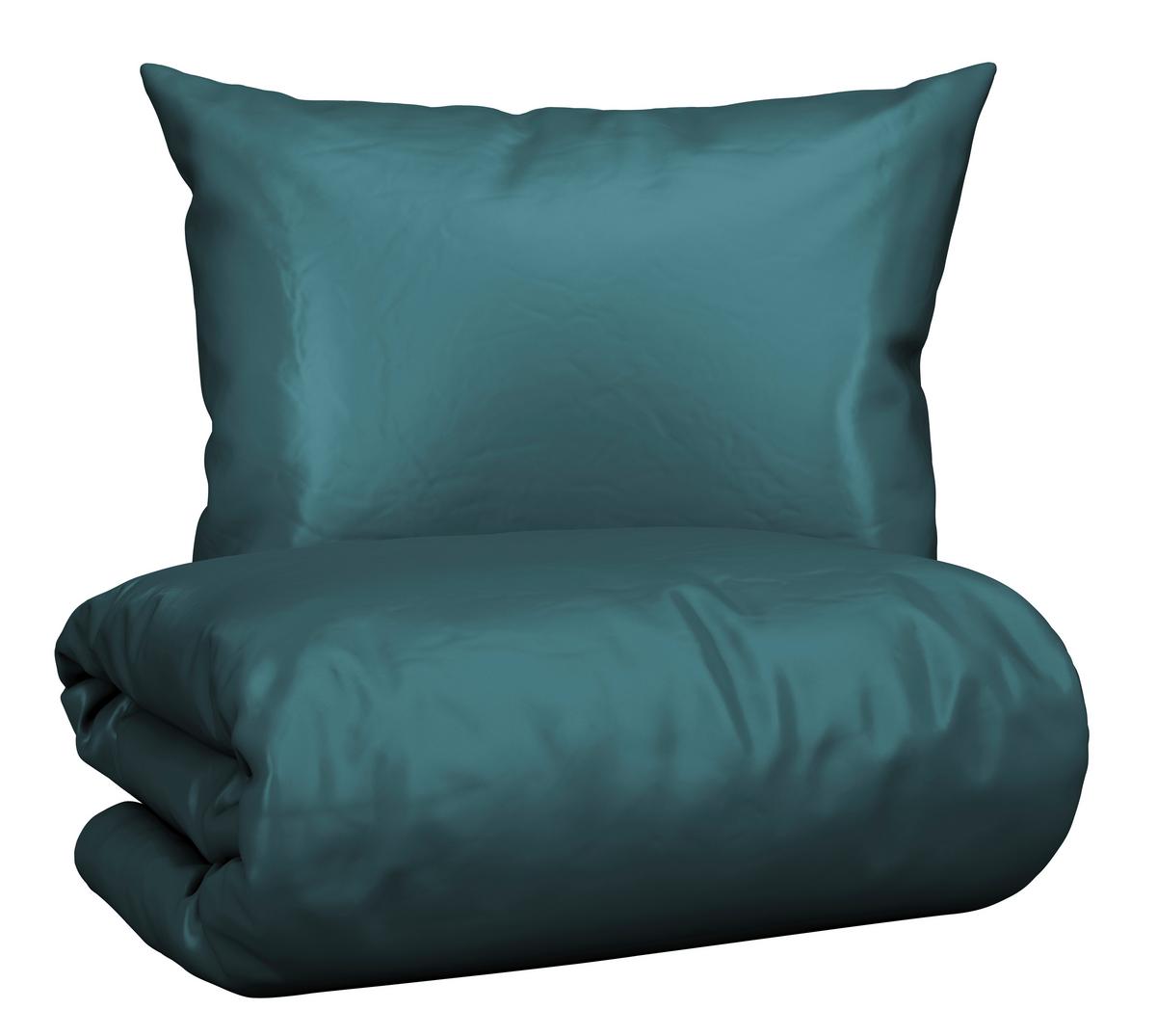 Bettwäsche Bio-Sophia Uni Petrol ca. 140x200cm - Petrol, Natur, Textil (140/200cm) - ecoTree