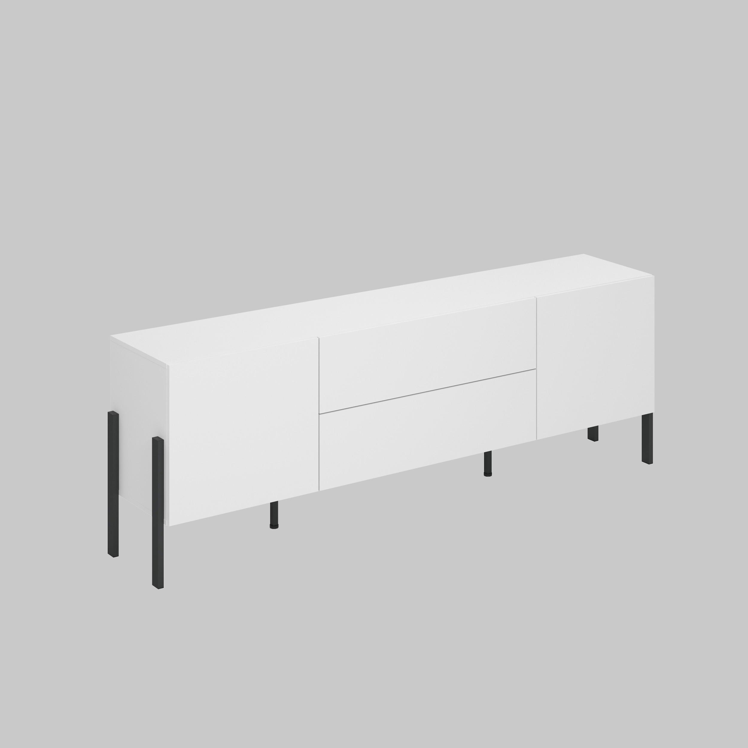 Tv Szekrény Jukon - fehér, Modern, faalapú anyag (204/70/40cm)