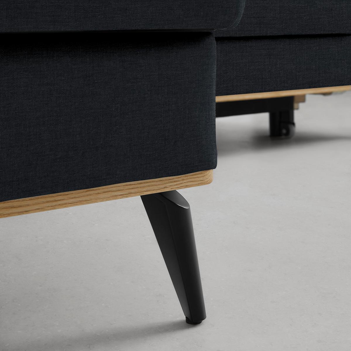 Wohnlandschaft Romeo Schwarz - Schwarz, KONVENTIONELL, Textil/Metall (167/87/234cm) - Zandiara