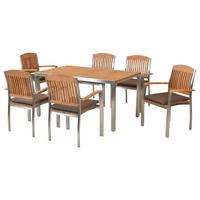 GARTENSET KEROS - Edelstahlfarben/Braun, MODERN, Holz/Textil - Gardenson