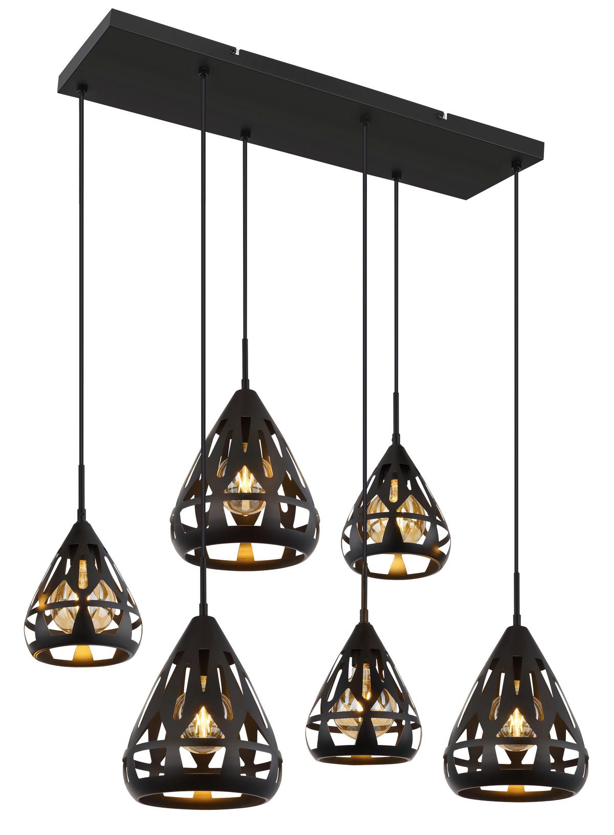 Hängeleuchte Hassan Schwarz max. 40 Watt - Schwarz, Basics, Kunststoff/Metall (90/43/120cm) - Globo