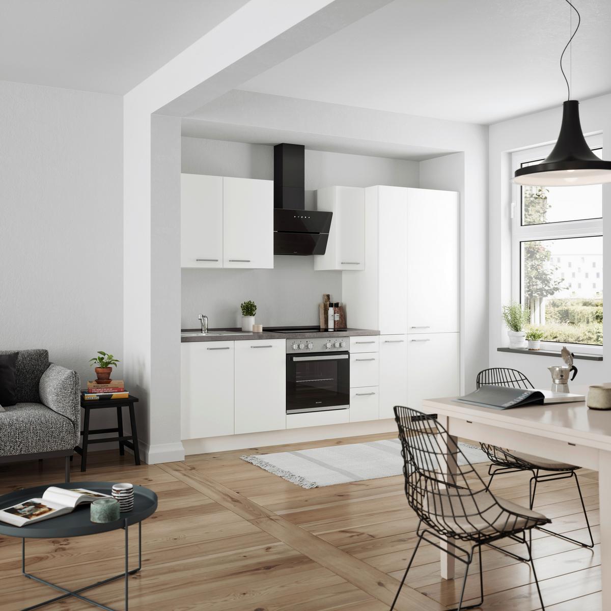 Küchenleerblock Touch High o. Geräte Weiß - Edelstahlfarben/Weiß, MODERN, Holzwerkstoff/Metall (270cm) - Nobilia