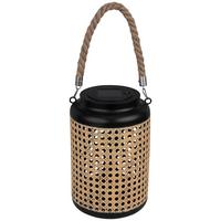 Solarleuchte Liana aus Eisen in Schwarz - Schwarz/Naturfarben, MODERN, Kunststoff/Metall (15/38cm) - Modern Living