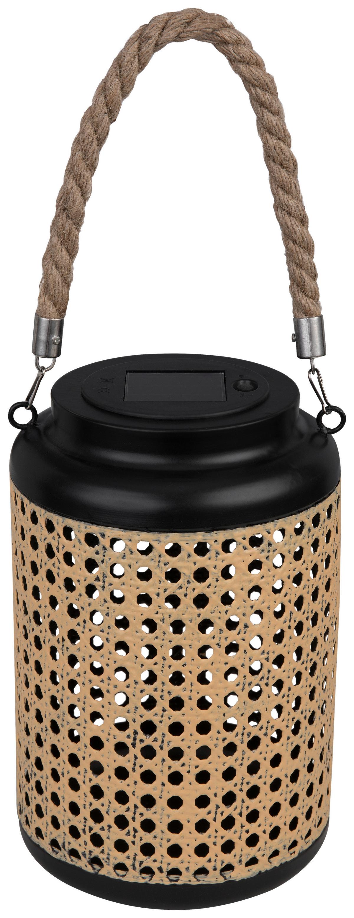 Solarleuchte Liana aus Eisen in Schwarz - Schwarz/Naturfarben, MODERN, Kunststoff/Metall (15/38cm) - Modern Living