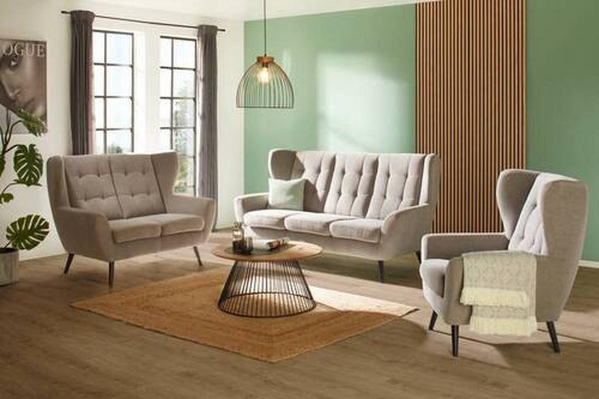 Canapea cu 3 locuri HELSINKI - gri închis/gri, Modern, lemn/textil (193/102/90cm) - Mömax