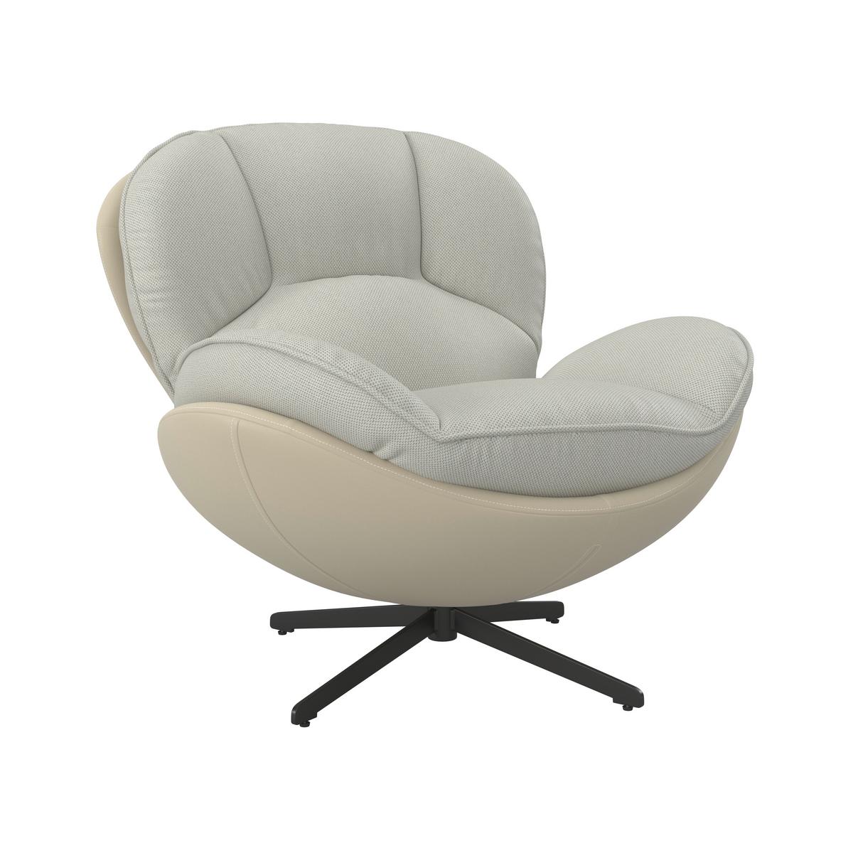 Relaxsessel Ina Webstoff/Lederlook Beige - Beige/Schwarz, MODERN, Textil/Metall (98/86/105cm) - Bessagi Home