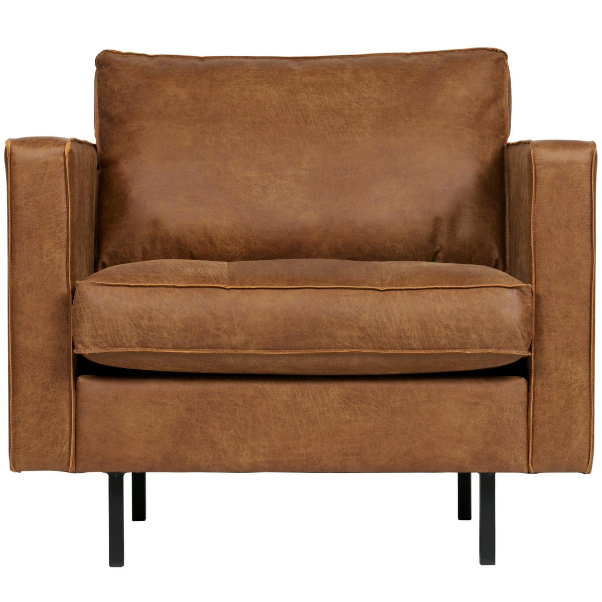 Sessel Rodeo Classic Cognac B: 98cm - Cognac/Schwarz, Design, Leder/Metall (98/83/88cm) - Livetastic