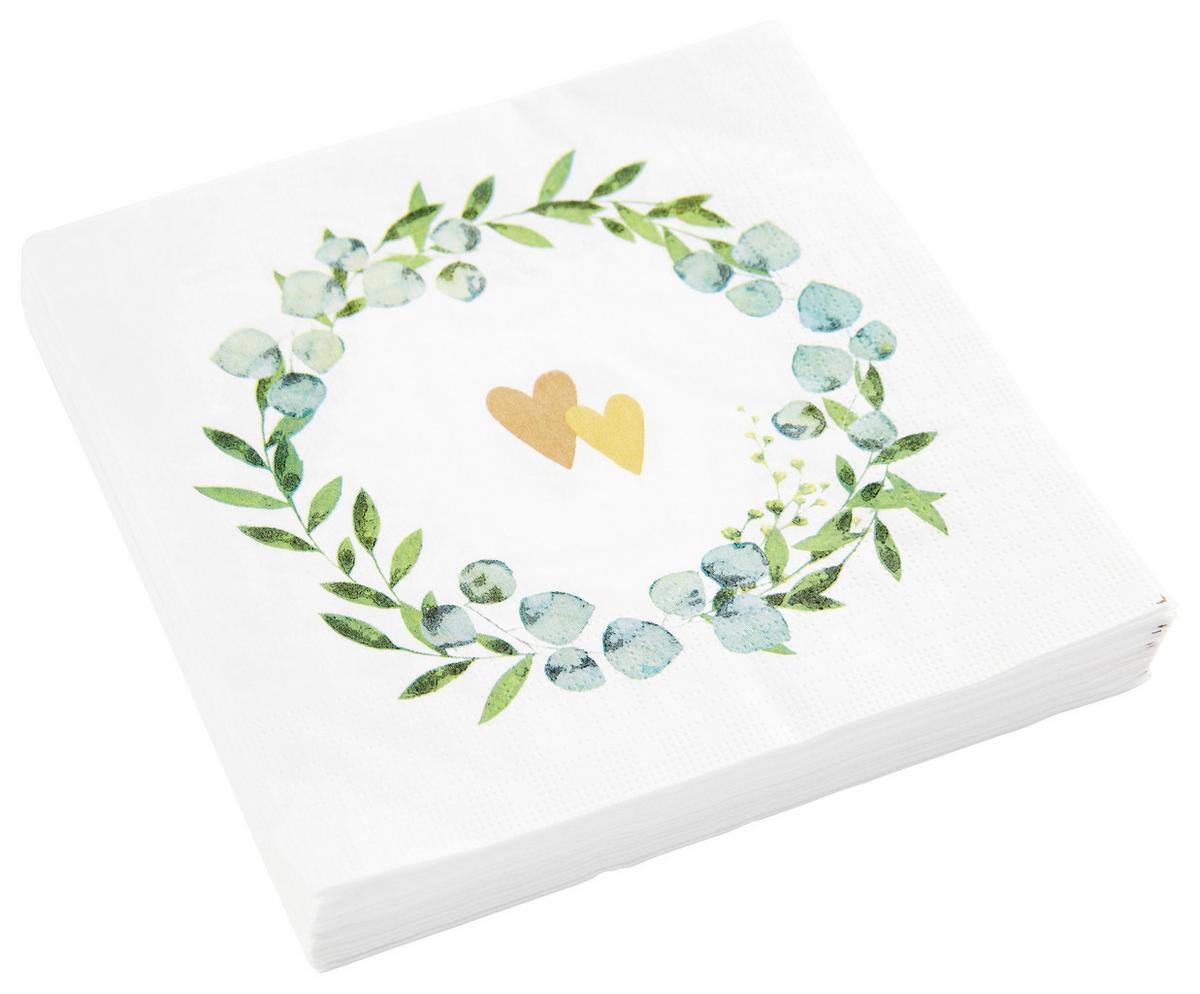 Serviette Kai in Bunt - Blau/Weiss, Papier (33cm)