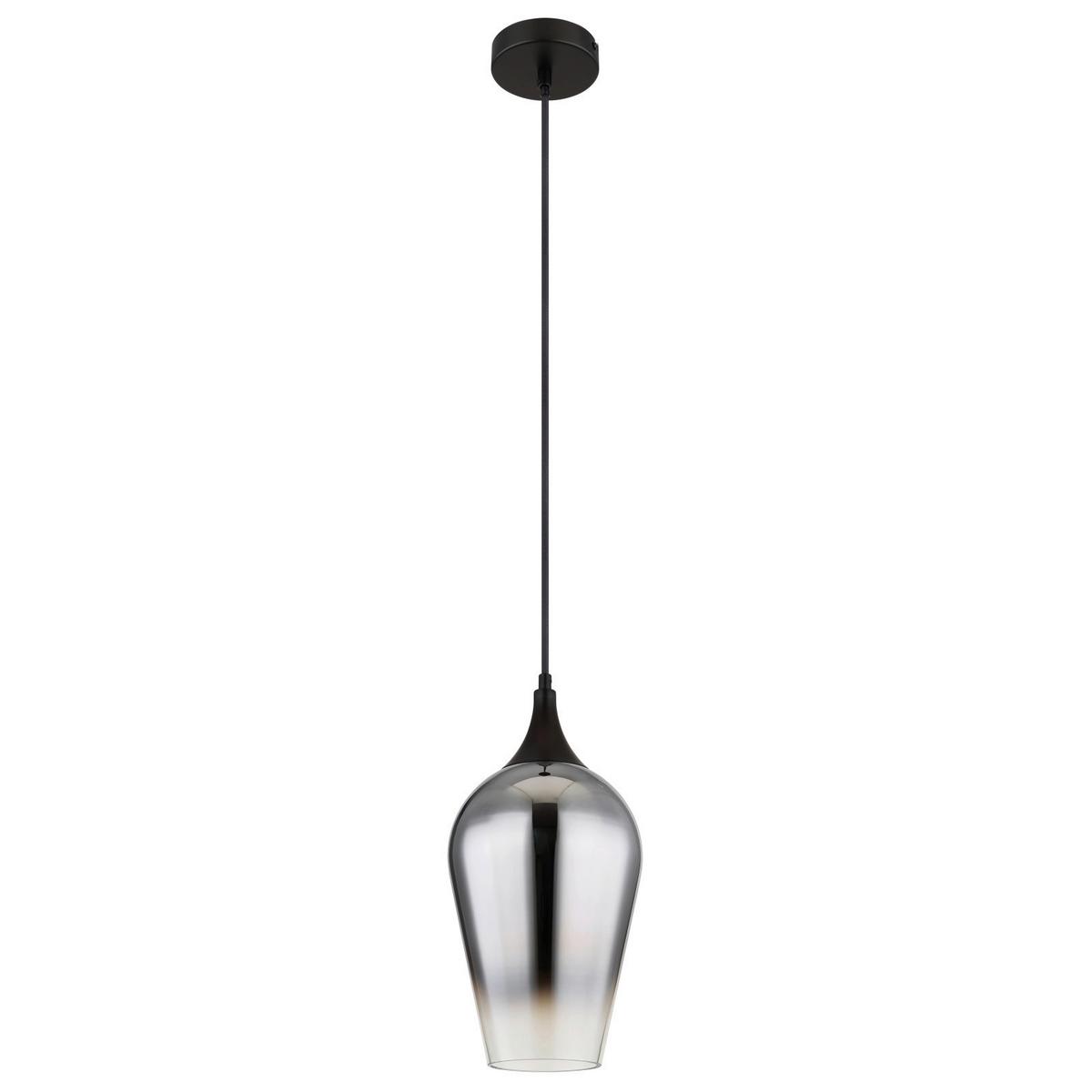 HÄNGELEUCHTE 15552H3 - Chromfarben/Schwarz, Design, Glas/Metall (18/120cm) - Globo