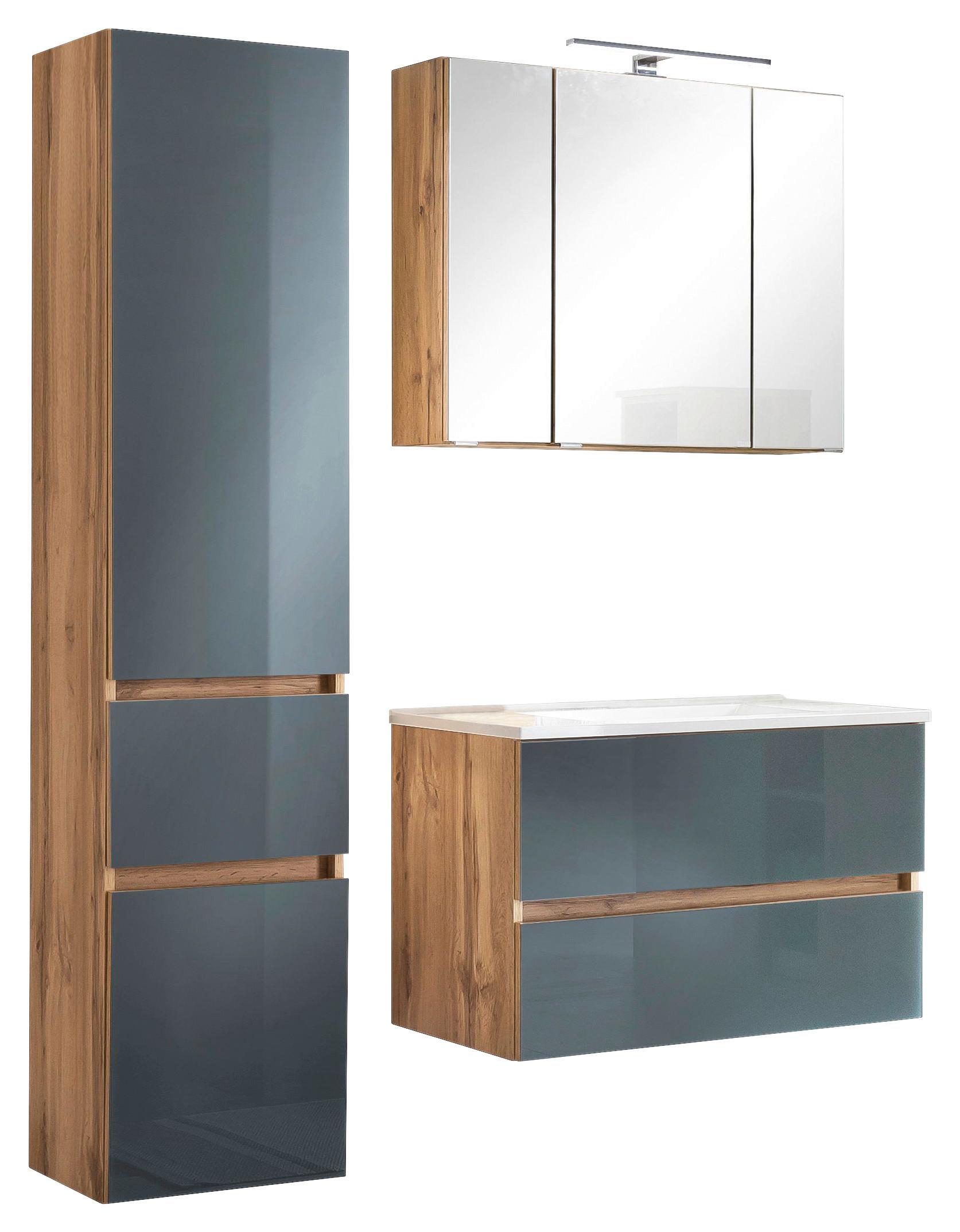 BADEZIMMER HELSINKI - Eichefarben/Weiß, KONVENTIONELL, Glas/Holzwerkstoff (120cm) - Held