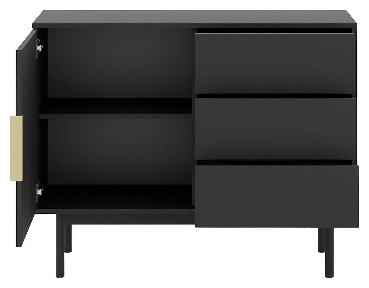 KOMODA VITANA - czarny/kolor złoty, Design, materiał drewnopochodny/metal (104/82/39cm) - Boxxx