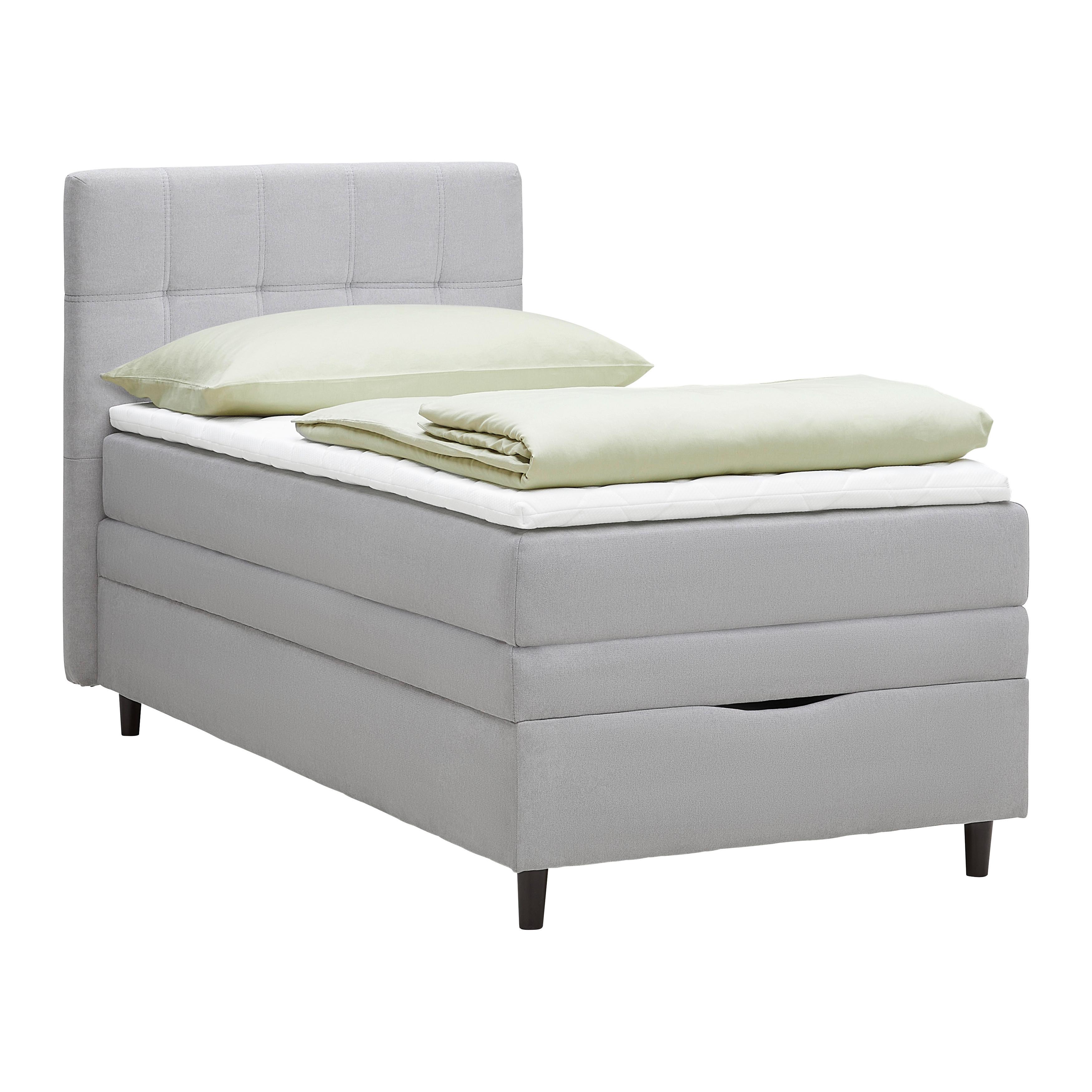 Boxspringbett Miami in Grau ca. 90x200cm - Schwarz/Grau, KONVENTIONELL, Holz/Holzwerkstoff (90/200cm) - Mömax
