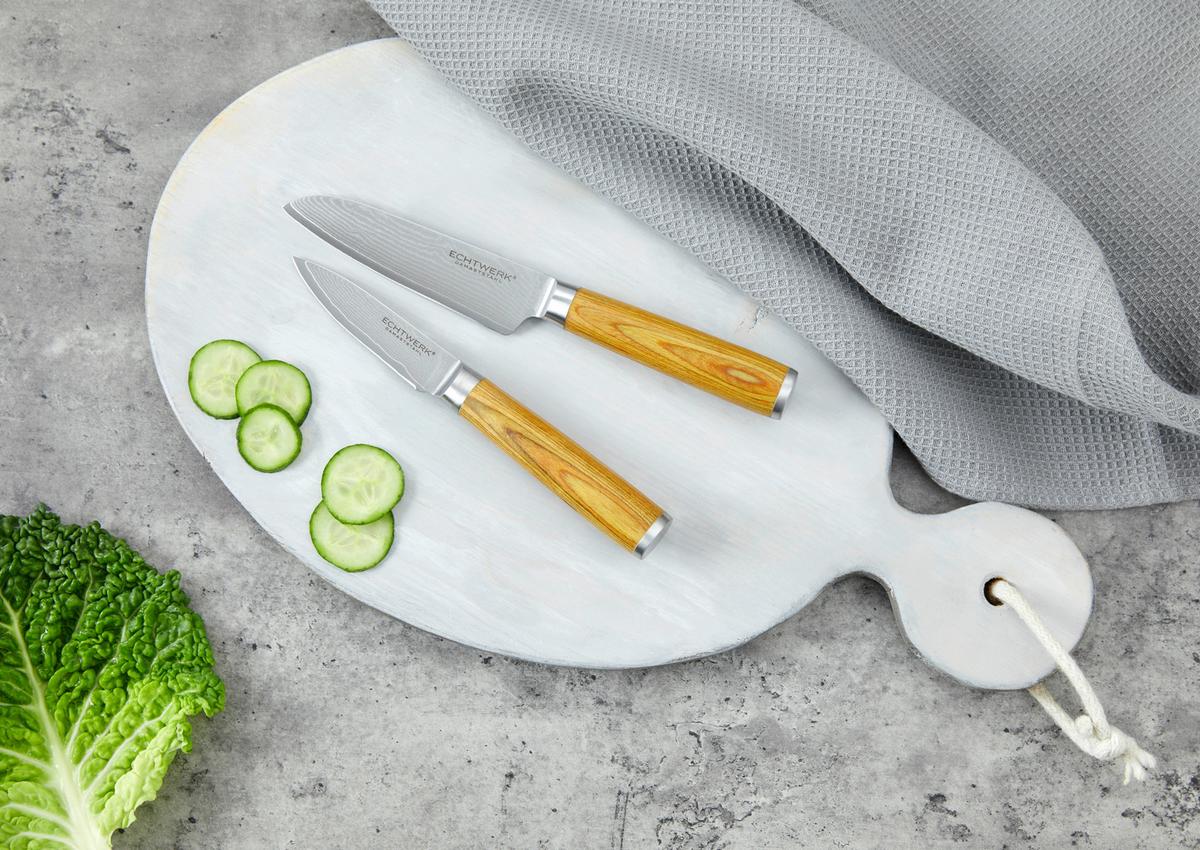 Set Nožev Aleyna, 2-Delni - srebrne barve/rjava, Moderno, kovina - Echtwerk