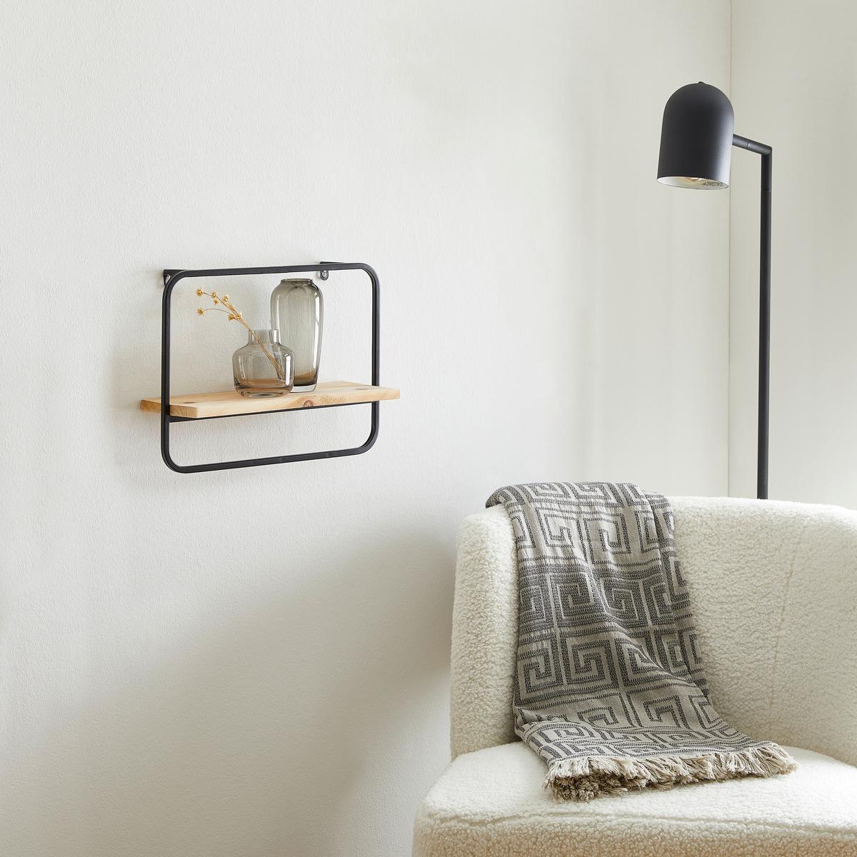 REGAŁ ŚCIENNY POIS II - czarny, Basics, metal/drewno (40/15/30cm) - Ambia Home