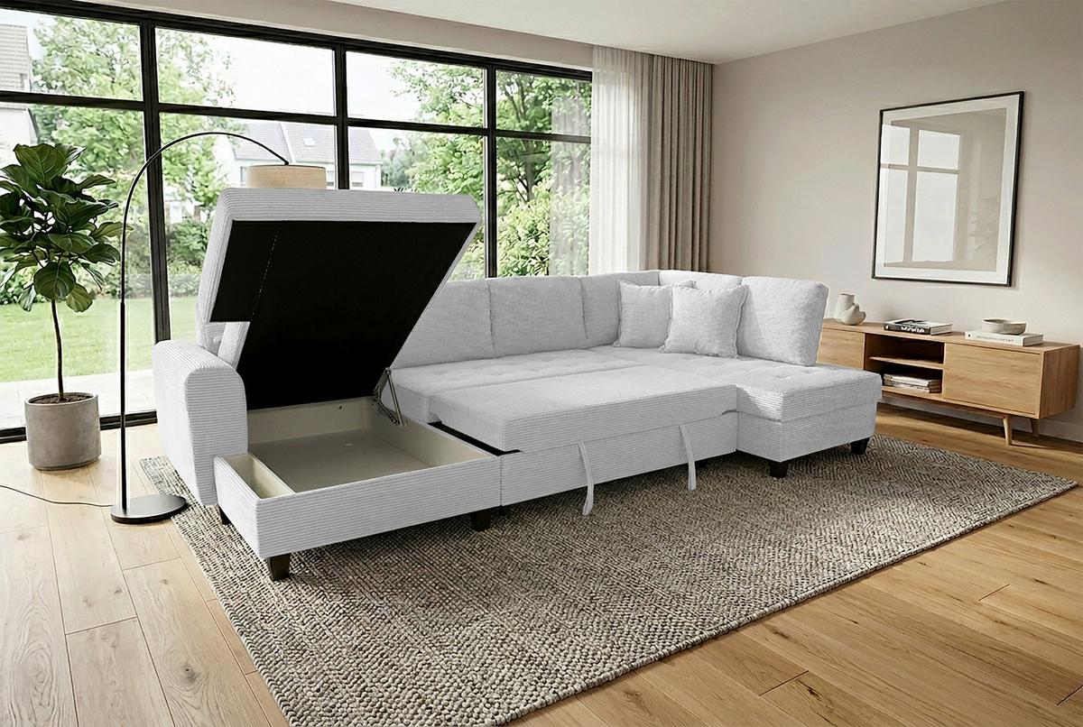 Kutna Garnitura Moritz - srebrne boje, Trend, tekstil (155/324/178cm) - Modern Living