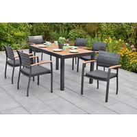 Gartentischgruppe Astros 13-tlg. Graphitfarben - Graphitfarben/Naturfarben, KONVENTIONELL, Kunststoff/Textil - Gardenson