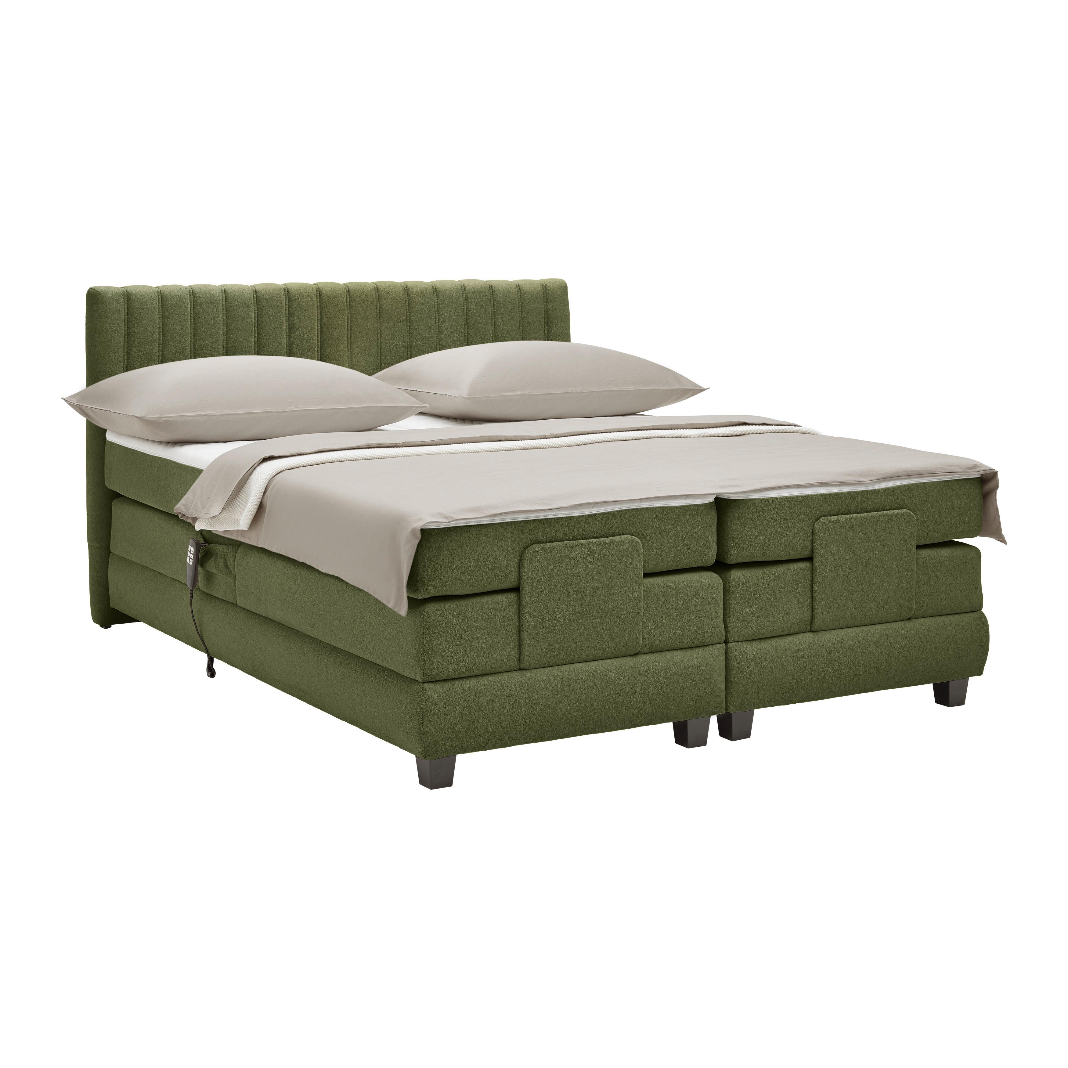 PAT BOXSPRING DIXON - măsliniu, Konventionell, lemn/textil (140/200cm) - Premium Living
