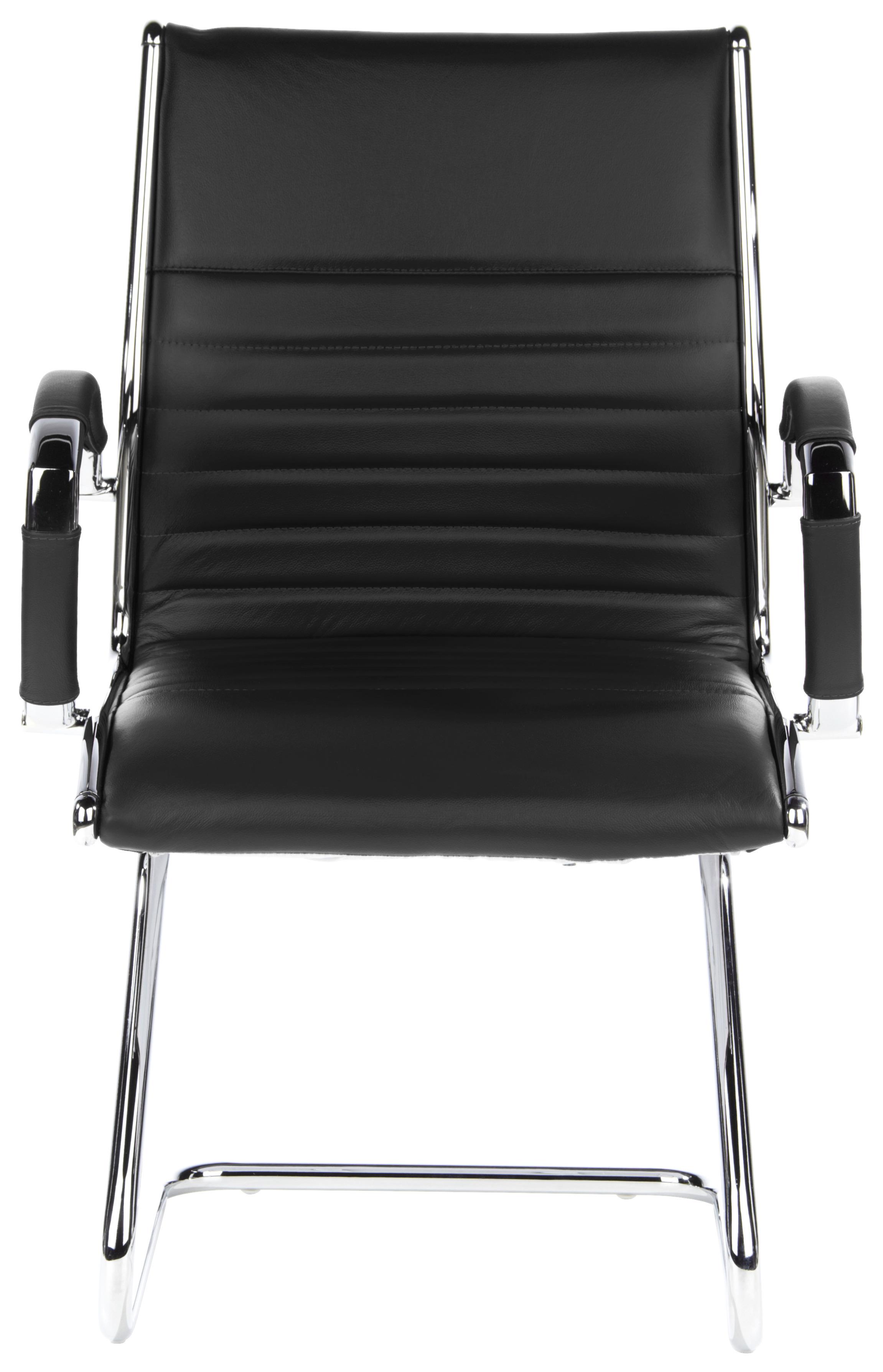 Besucherstuhl Parma V Schwarz/Chromfarben - Chromfarben/Schwarz, MODERN, Leder/Textil (62/94/46cm) - MID.YOU