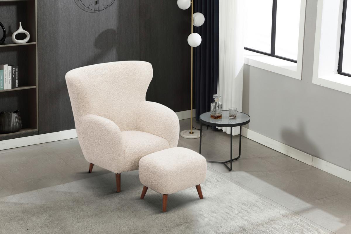 Fotelj Savoy, Bela - bela/barve kostanja, Design, kovina/tekstil (90/98/88cm) - Livetastic