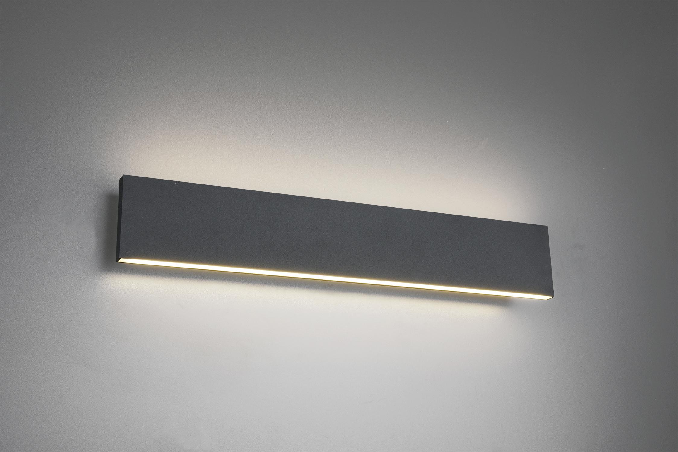 LED-Wandleuchte Concha in Anthrazit max. 18 Watt - Anthrazit, KONVENTIONELL, Kunststoff/Metall (47/8/4,5cm) - Trio Leuchten