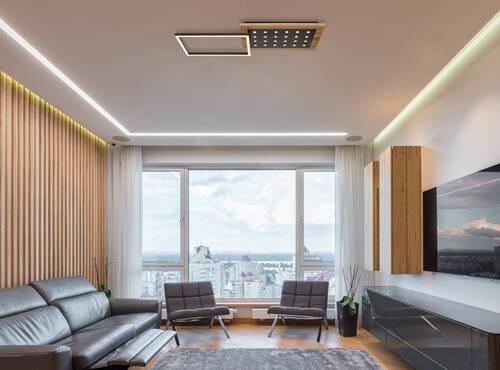 LED-Deckenleuchte Jimbo in Schwarz/Opal max. 24 Watt - Dunkelbraun/Opal, Natur, Holzwerkstoff/Kunststoff (63,5/27/8,5cm) - Globo