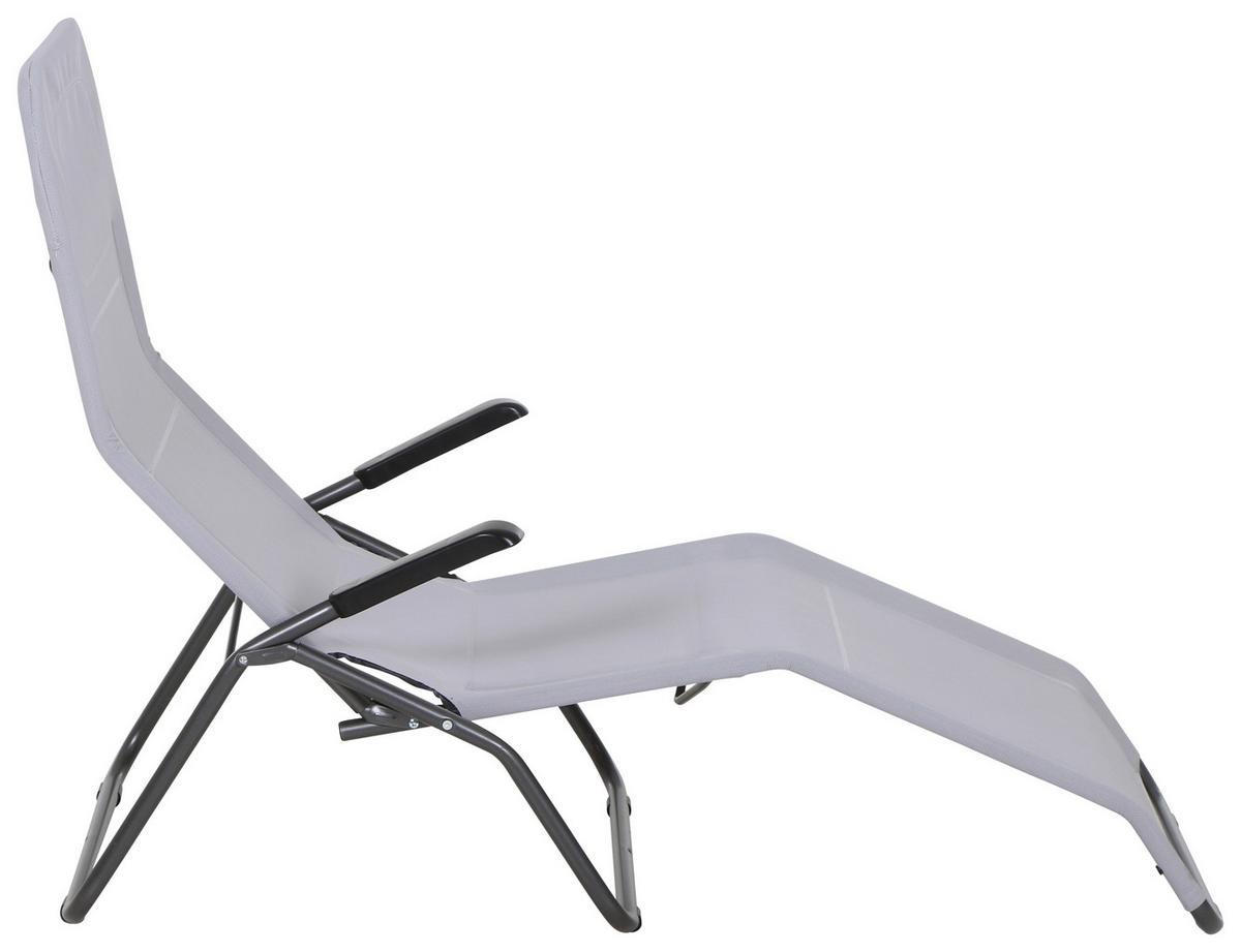 Gartenliege Anco Hellgrau Stahl - Anthrazit/Hellgrau, MODERN, Textil/Metall (72,5/103,5/144cm) - Siena Garden